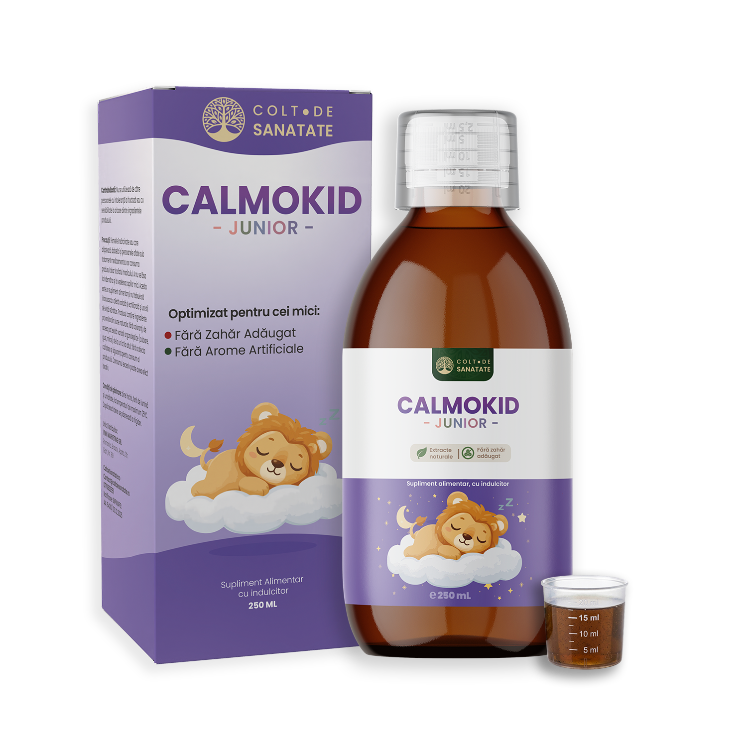 CalmoKid Junior: Sirop Natural din Plante pentru Calmare Copii Agitati si Somn Linistit, 250 ml